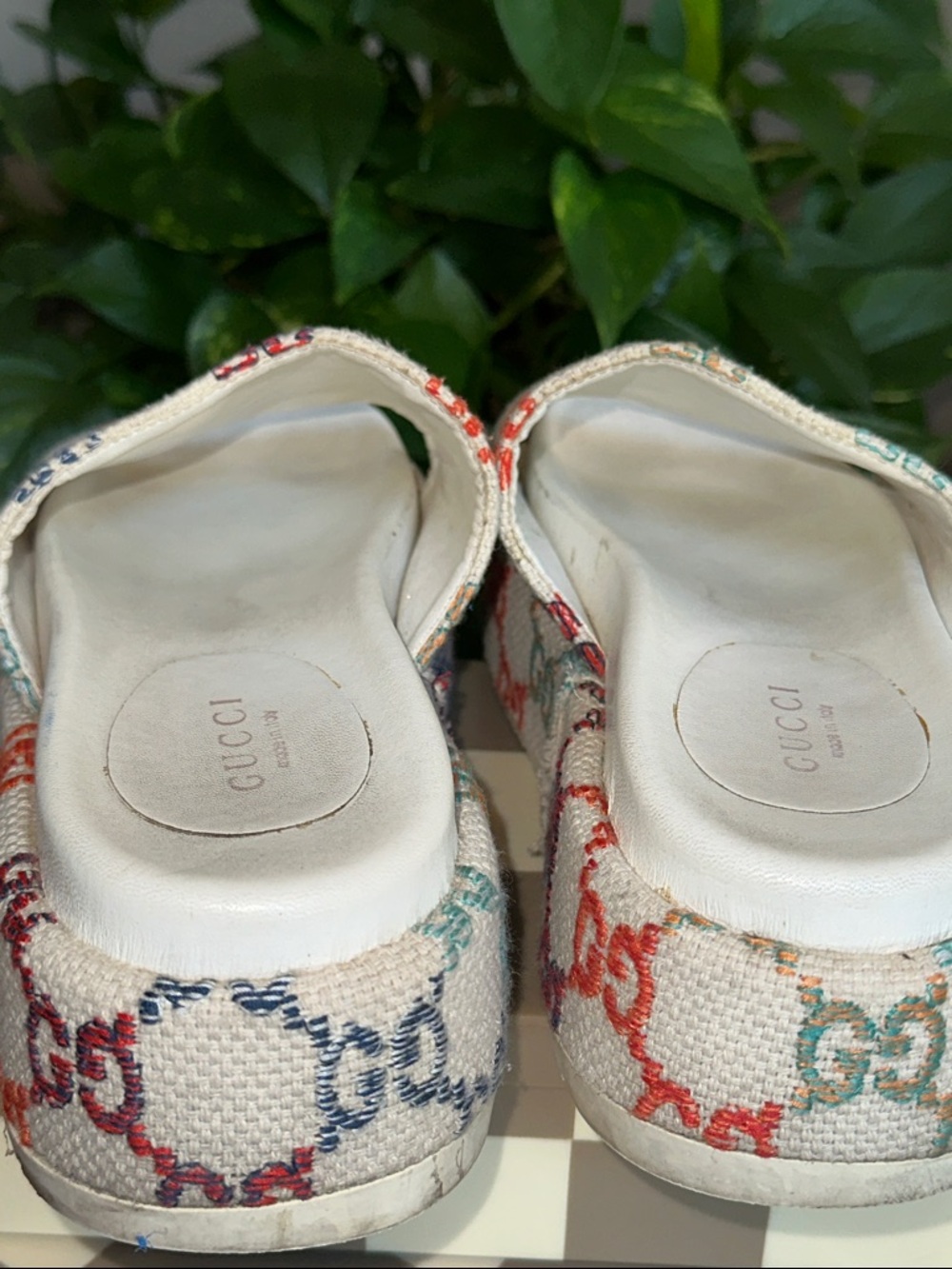 Gucci Multicolor GG Canvas Platform Slides - Ivory Base size 9 used condition 🩵 - Picture 7 of 16